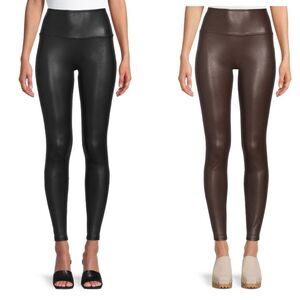 Time and Tru Faux Leather Leggings Hi Waist Black brown sexy stretch (set 2) XL